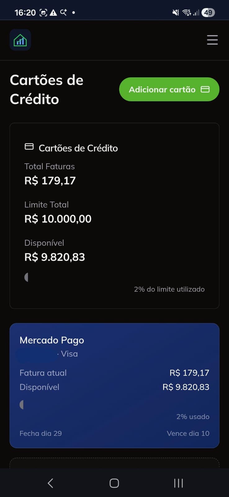 Cartões de crédito no celular